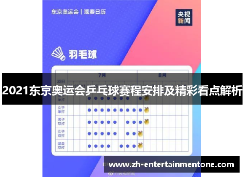 2021东京奥运会乒乓球赛程安排及精彩看点解析